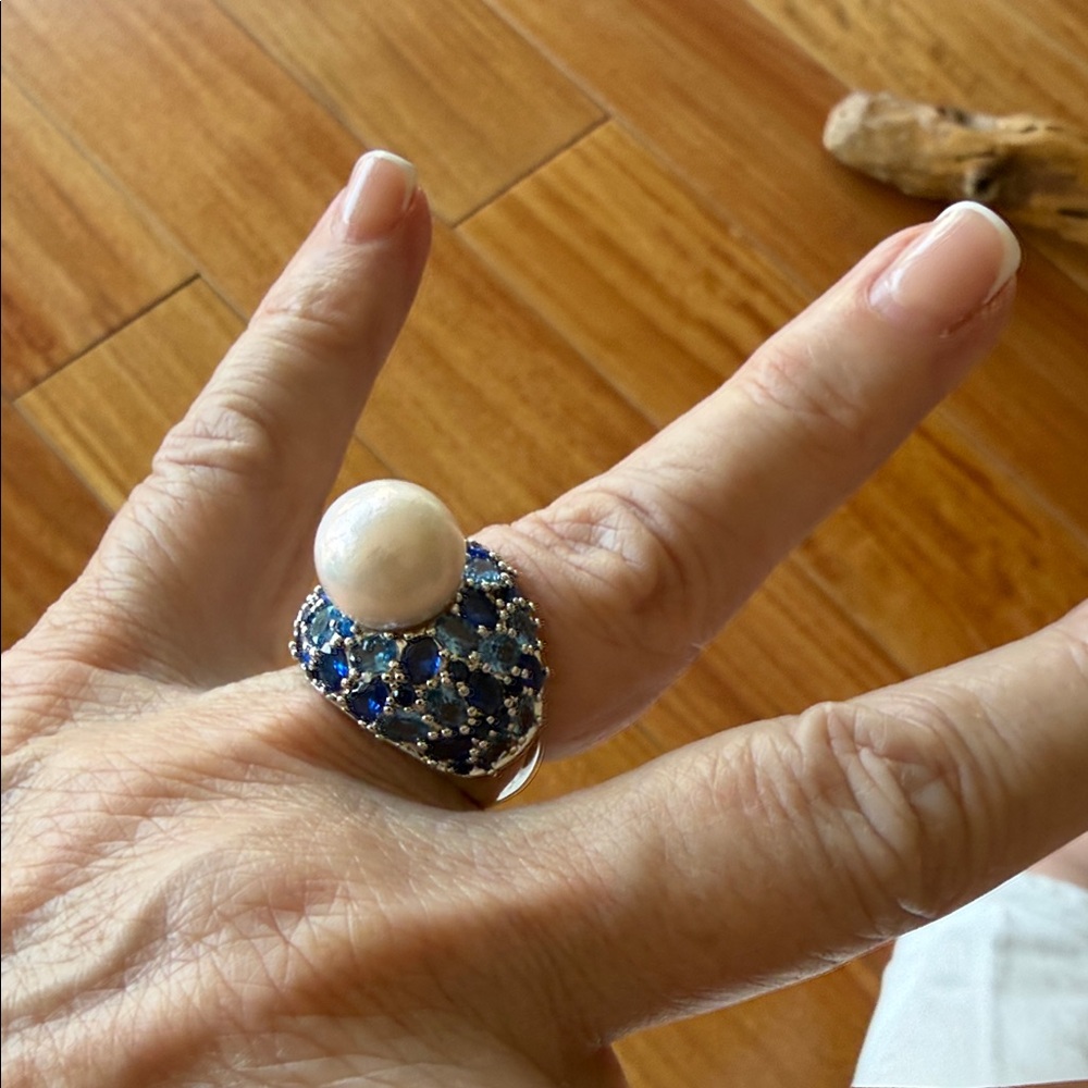 Sayabling brand Pearl/Sapphire ring size 7.25